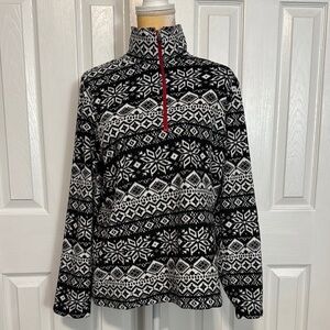Lands' End Red and Black Patterned Pullover